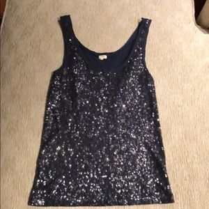 J. Crew Blue Sequin Tank Top XS